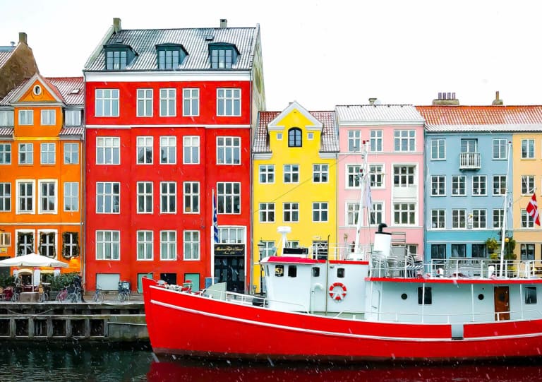 Leuke vrolijke huisjes in Copenhagen. Bij artikel over populaire Scandinavische namen.