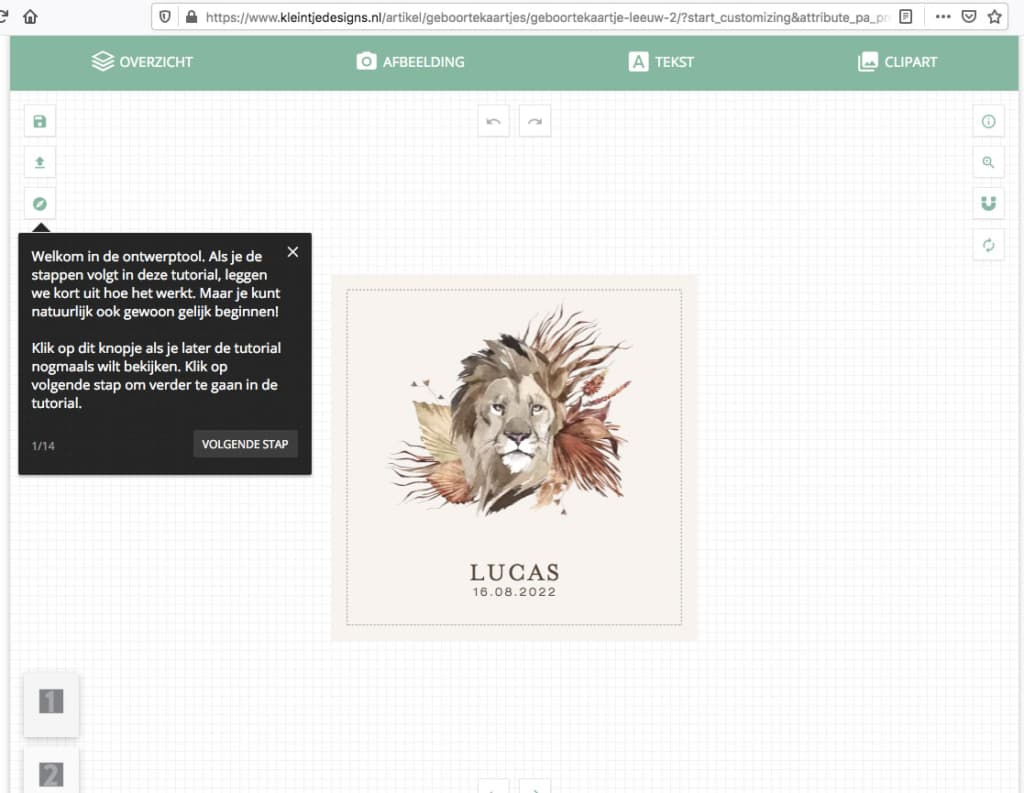 Geboortekaartjes bestellen - ontwerptool met tutorial
